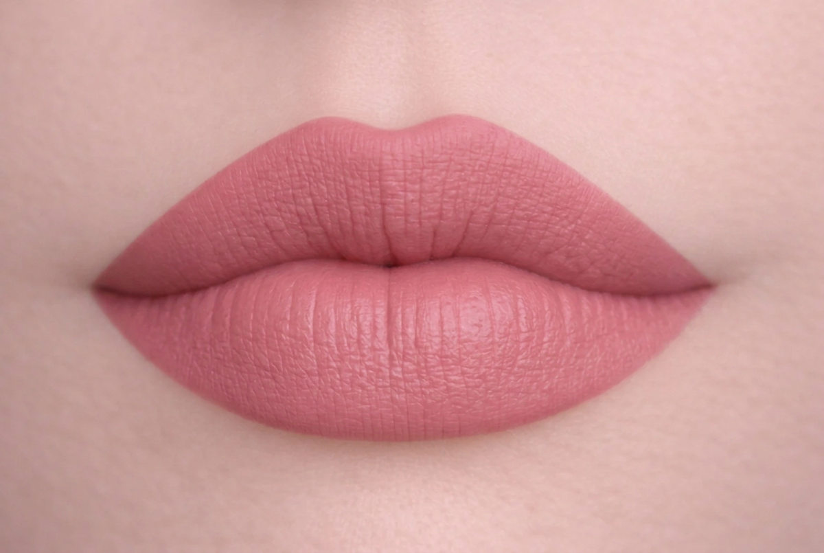 Lips matched to the new rose-pink swatch