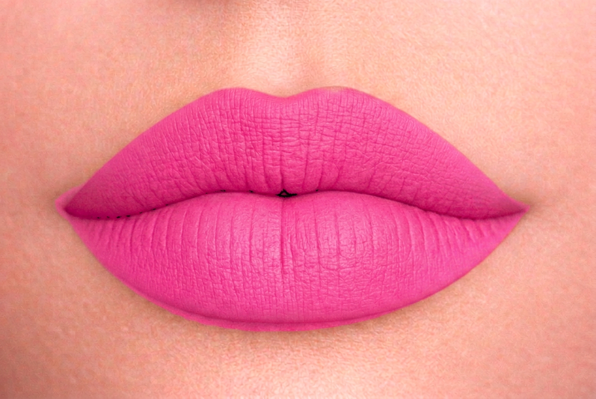 Lips recoloured to match the pink swatch