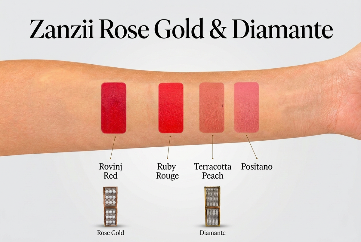 Uniform Rose Gold and Diamante swatch chart